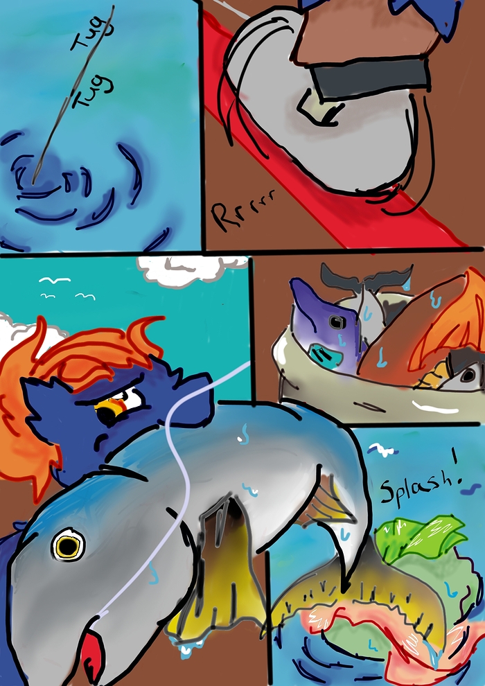 40025 - artist peppermintparchment comic earthie fatals_contest fisher_comic fishing safe sea_fluffy stallion