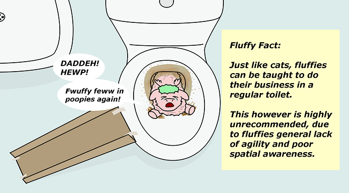 Fluffy in toilet