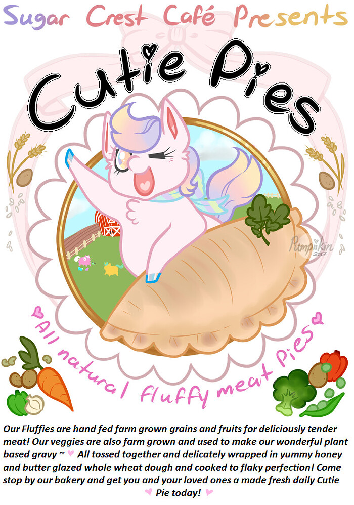 46705 - advertisement artist_pumpiikin cafe cute faggotry feel_the_power_of_my_ass fluffies-as-food fluffy_meat food help_im_hungry kawaii_bullshit meat_pie safe sugar sugarcrest_cafe yum