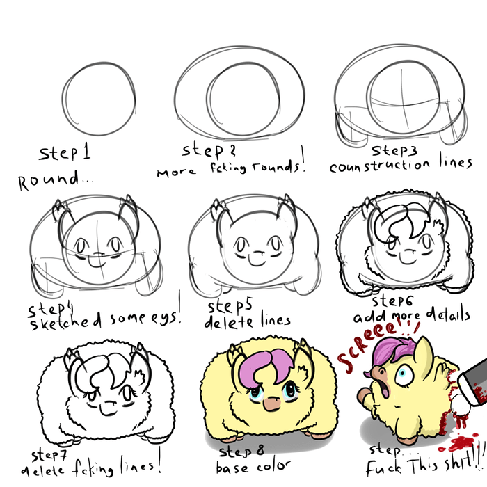 41940 - How_to_Draw_Fluffies abuse artist_artist-kun blood fluffyshy guide resource safe tutorial