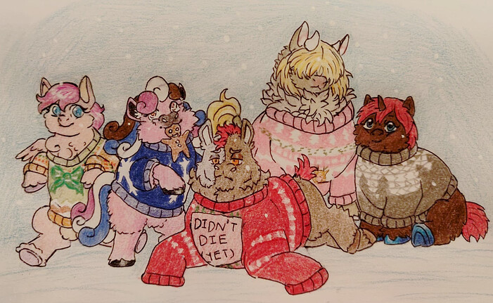 Five Fluffies In Christmas Sweaters