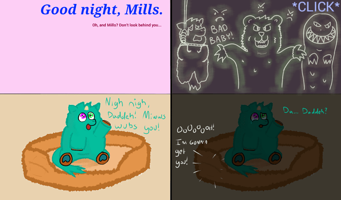 21151 - artist_kibbles_n_tits bed creepy foal glow_in_the_dark heterochromia mills night psychological_abuse safe spoopy