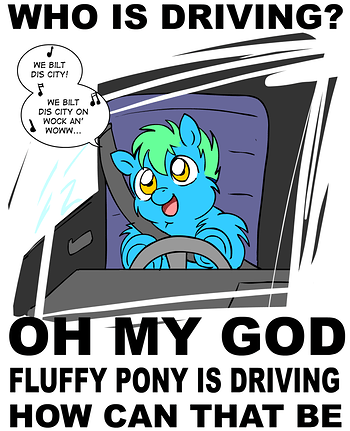 oh my god fluffy pony is driving