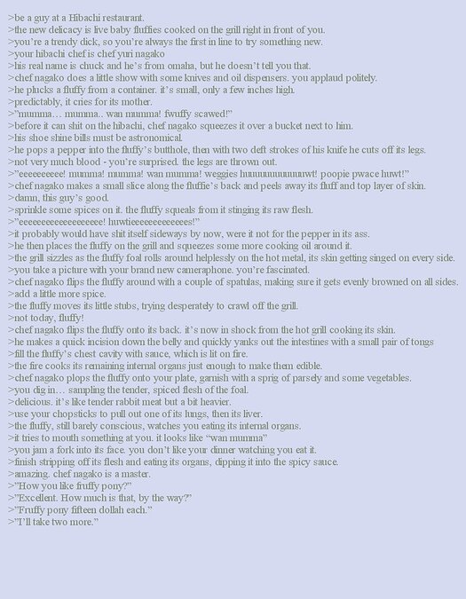 454 - author_deathproofpony death eating fluffies_as_food foals food gore hibachi