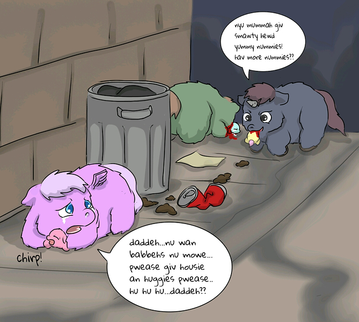 28780 - Artist carpdime abandoned alleyway alleyway_fluffy babbehs begging cannibalism chirpeh_babbeh crying ferals foal foals foalsbbeh tears trashcan unicor