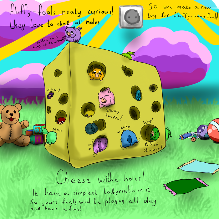 27135 - artist_artist-kun cheese foals_play hugbox impending_accident new_toy play play_room safe