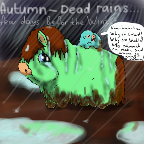 27912 - artist_artist-kun autumn bad_wawa dirty end_is_near foal mare questionable rain wet winter_is_coming