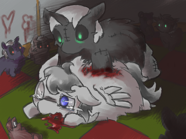 34766 - artist_squeakyfriend crushing crying explicit game_concept haunted snowcone toy_castle toy_fluffy