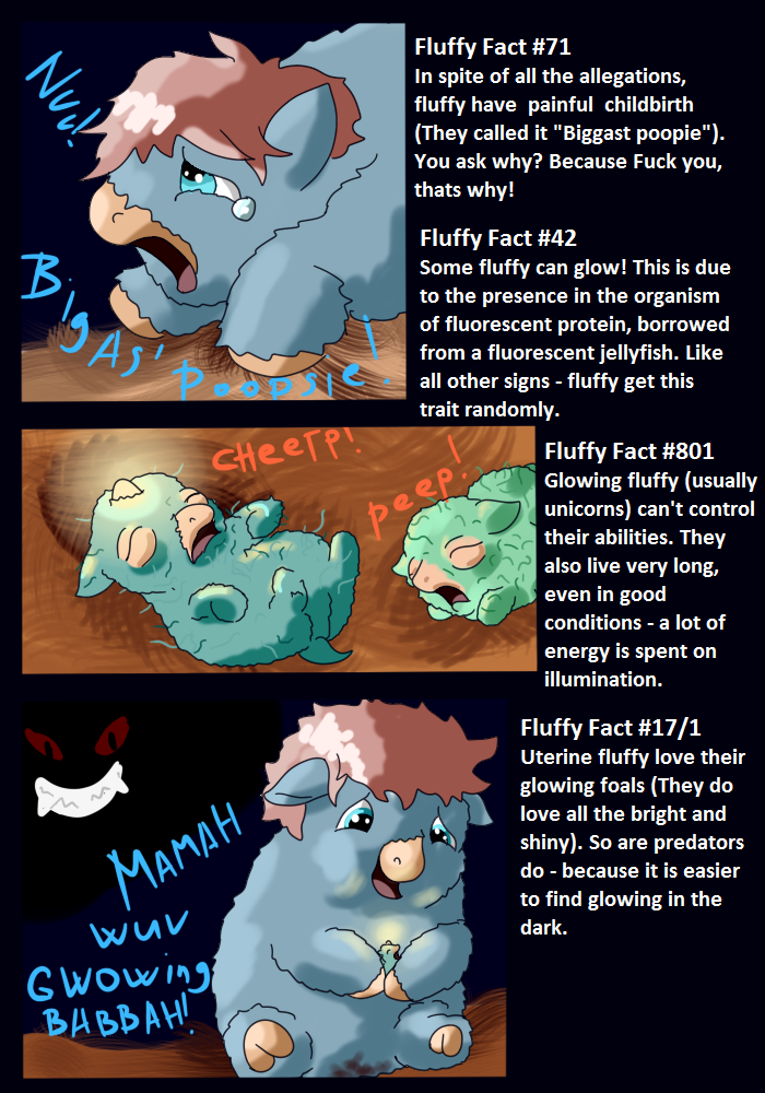 36409 - artist_artist-kun birthing fluffy_facts foal glowing_fluffy mare nest predator unicorn