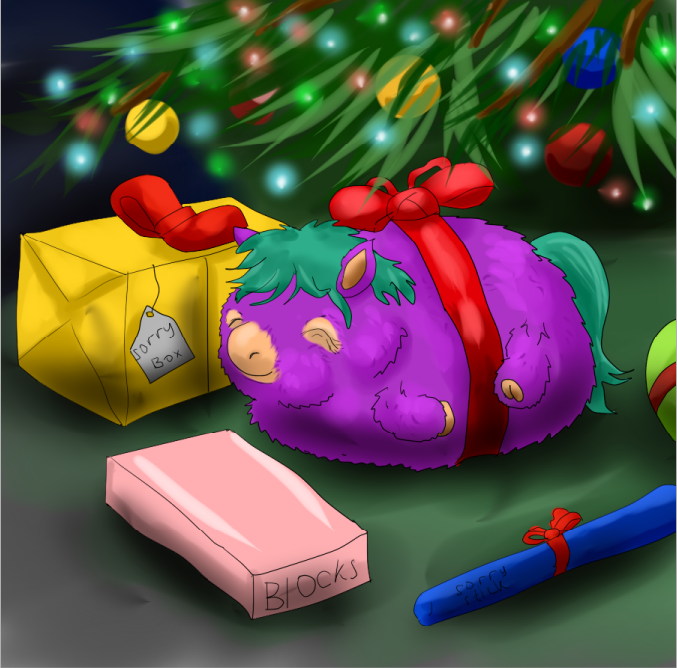 28538 - artist_artist-kun ball blocks cute happy hugbox mare merry_christmas_fluffybooru pet pregnant presents safe sorry_box sorry_stick