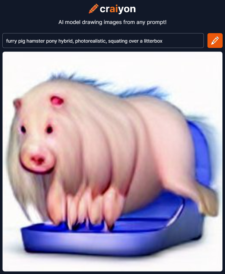 craiyon_191444_furry_pig_hamster_pony_hybrid__photorealistic__squating_over_a_litterbox